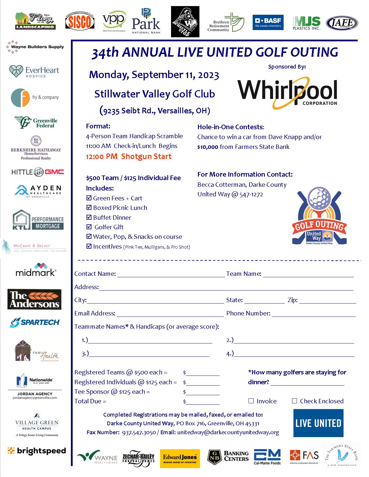 34th Annual Live United Golf Outing Darke County United Way